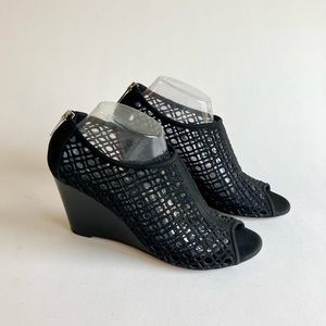 Aquatalia Black Suede Leather Wedge Heeled Slingbacks size 10